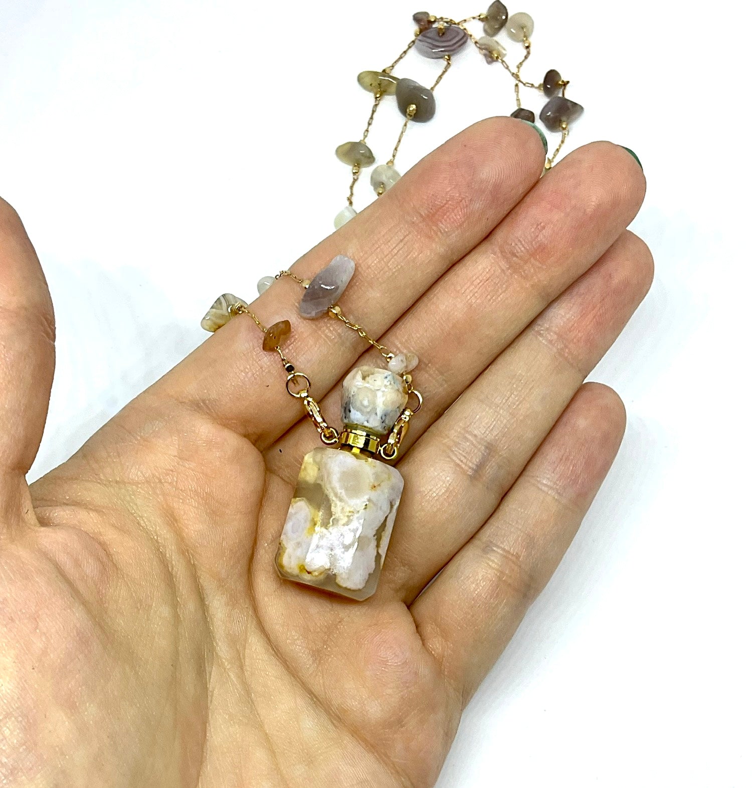 Pink Fluorite Potion Bottle Necklace
