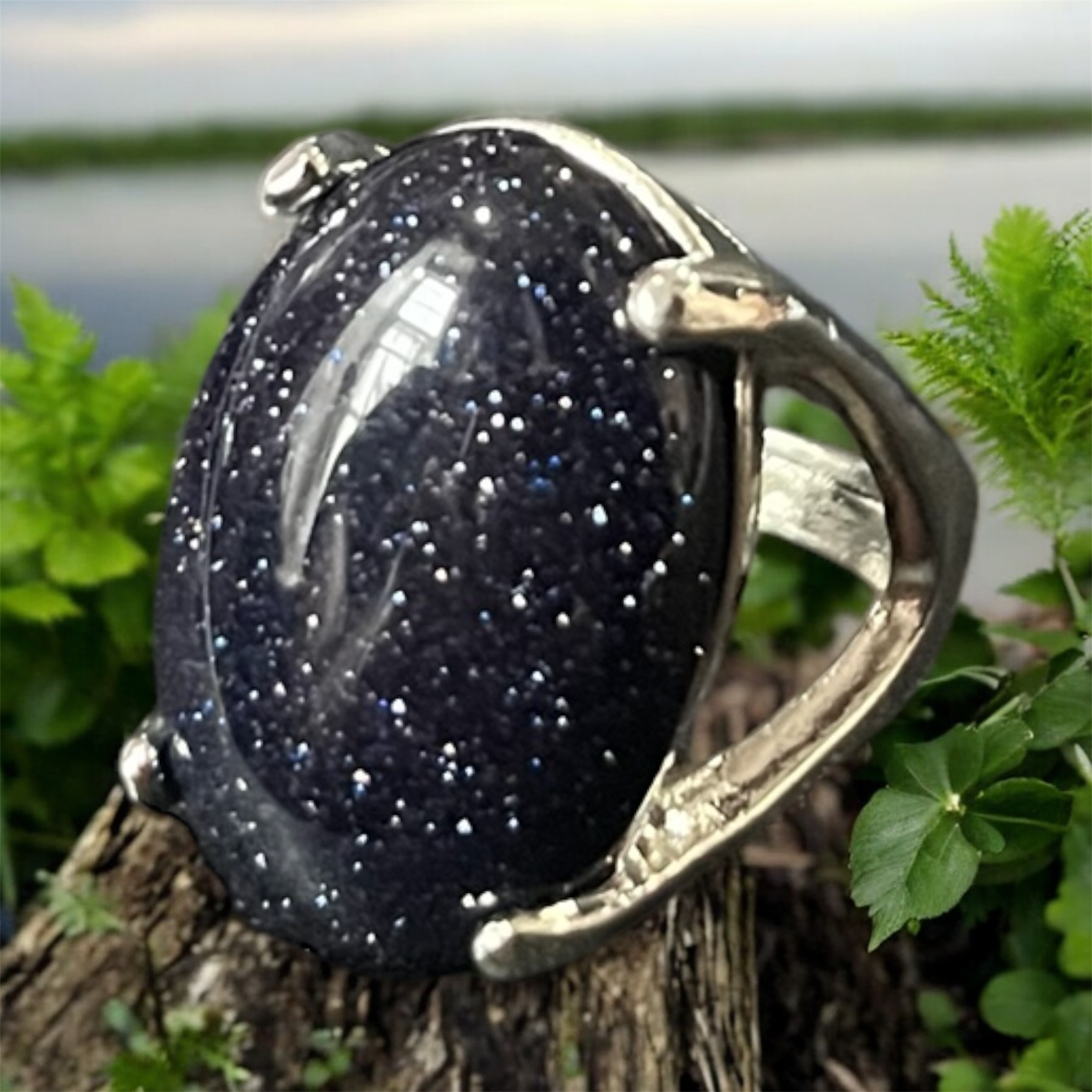 Silver Goldstone Large Fashion Ring