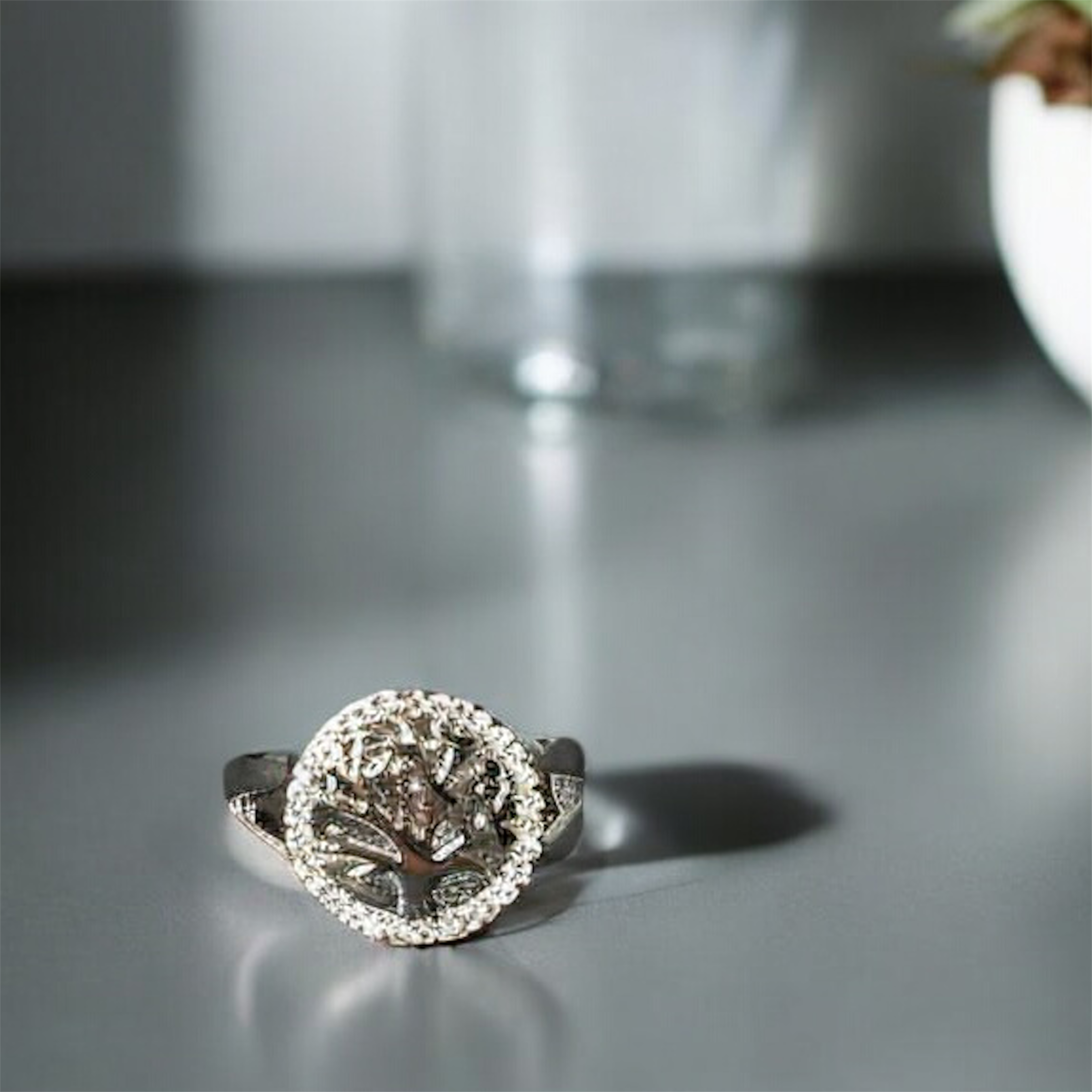 Silver Tree of Life with CZ ring