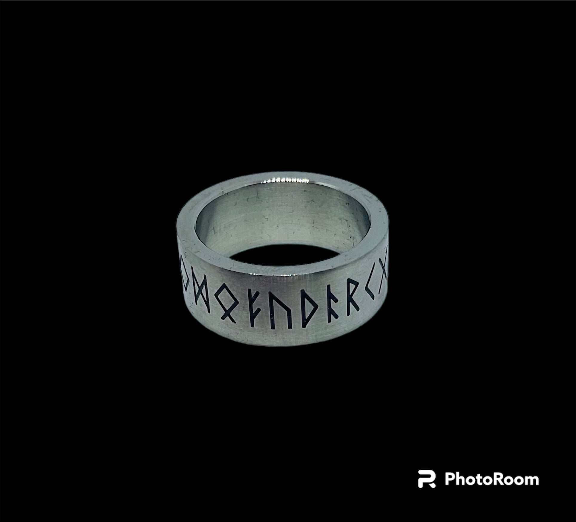 Silver Viking Runes Symbol Band Ring