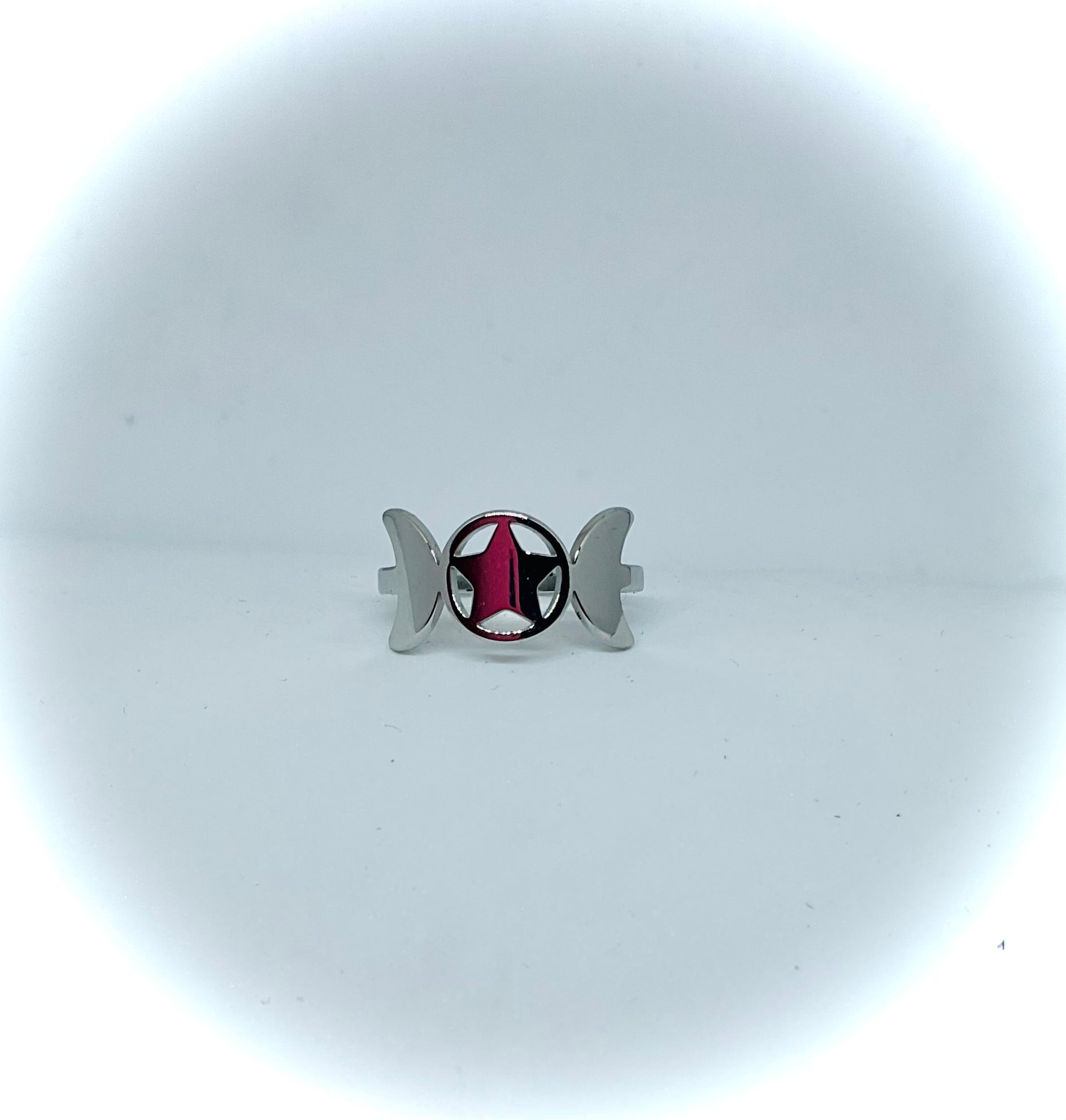 Silver Star & Double Moon Ring