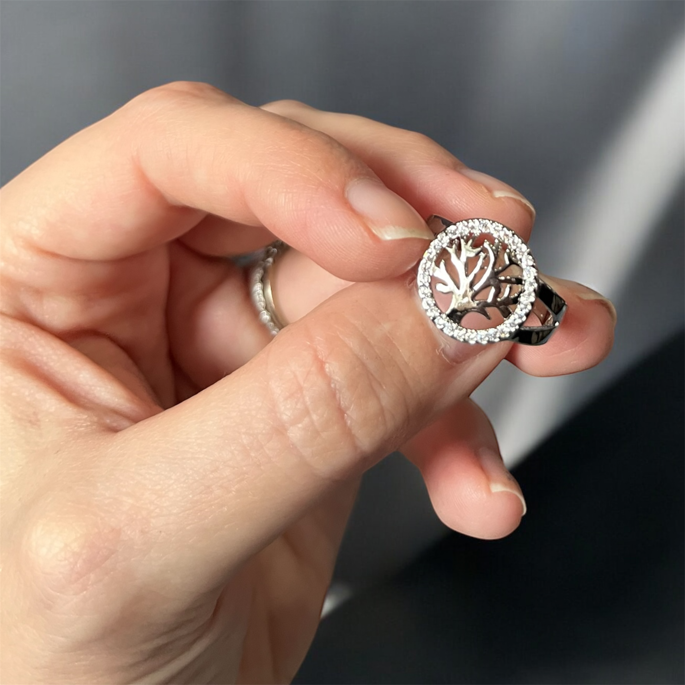 Silver Tree of Life with CZ ring
