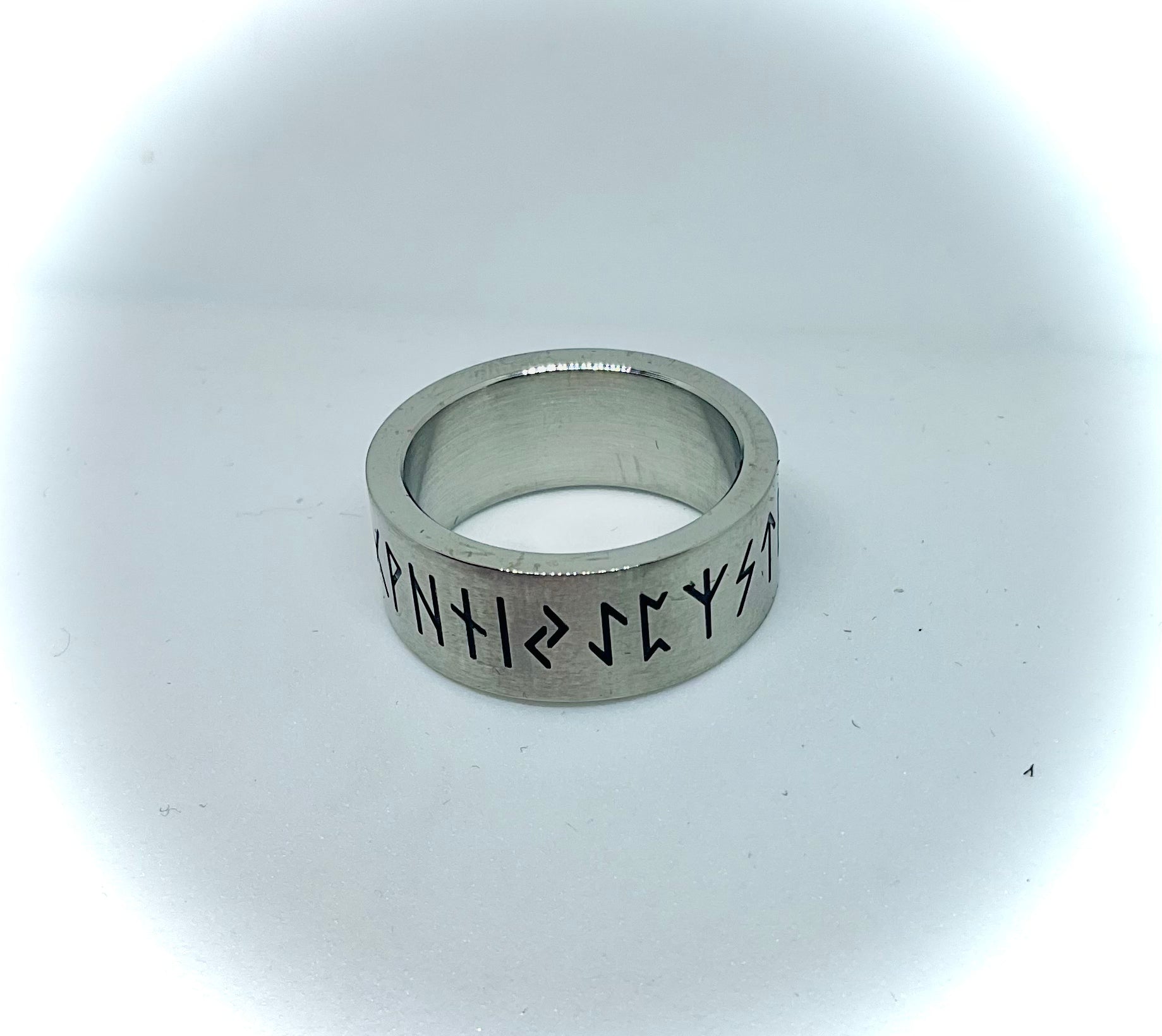 Silver Viking Runes Symbol Band Ring