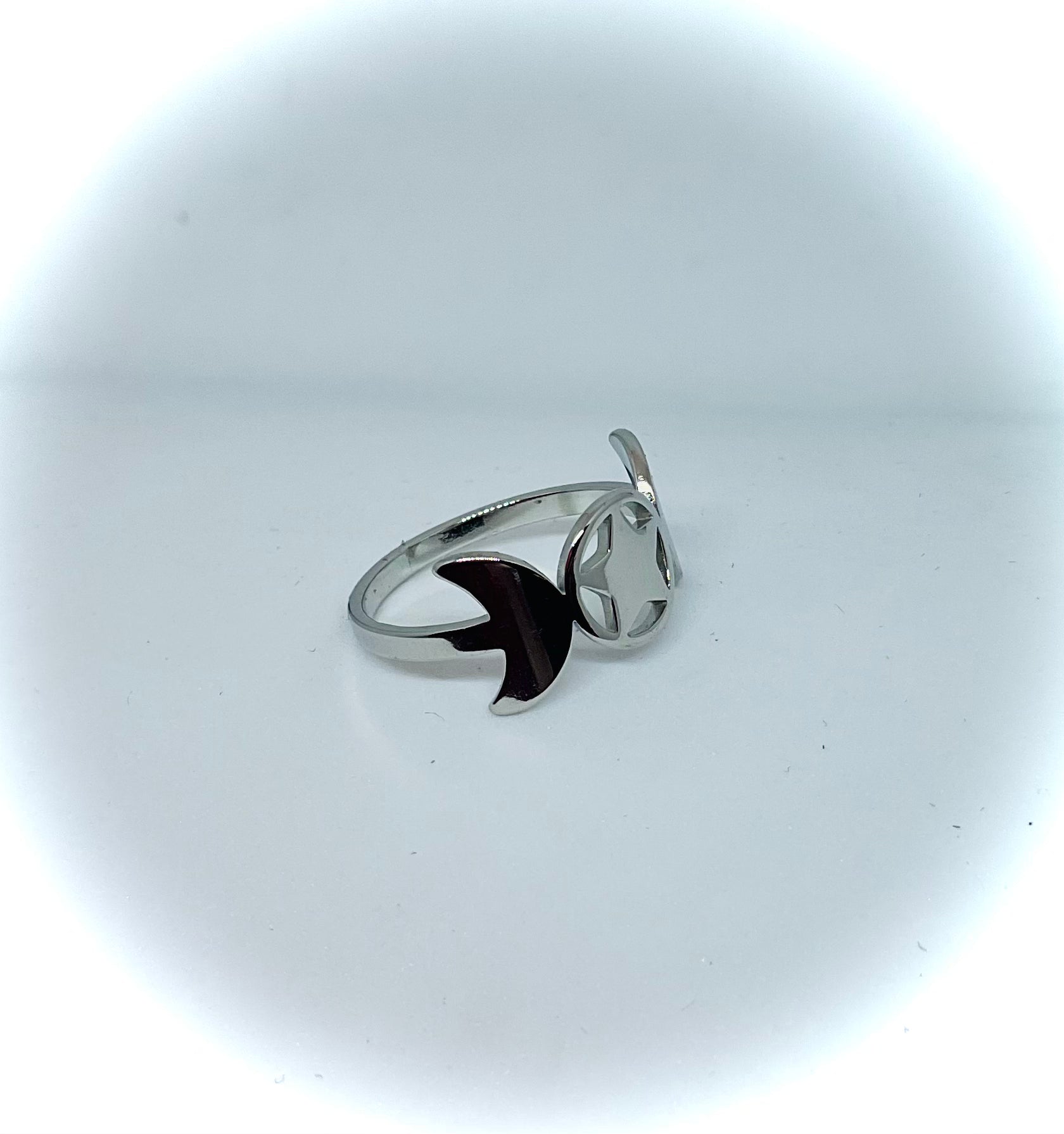 Silver Star & Double Moon Ring