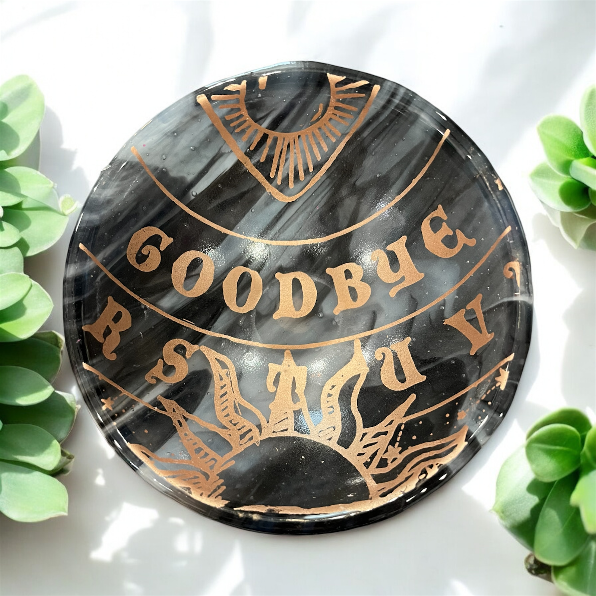 Hand Blown Glass Bowl Ouija Goodbye