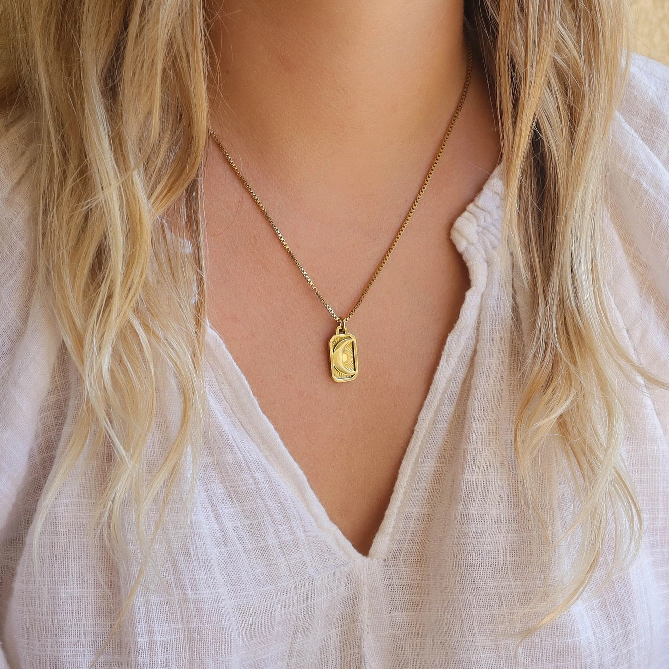 Crescent Moon Gold Plated Necklace