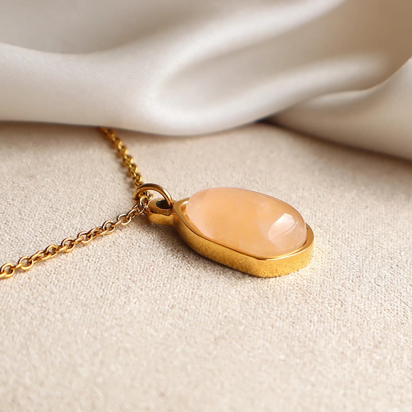 Rose Quartz Teardrop Gold Plated Necklace