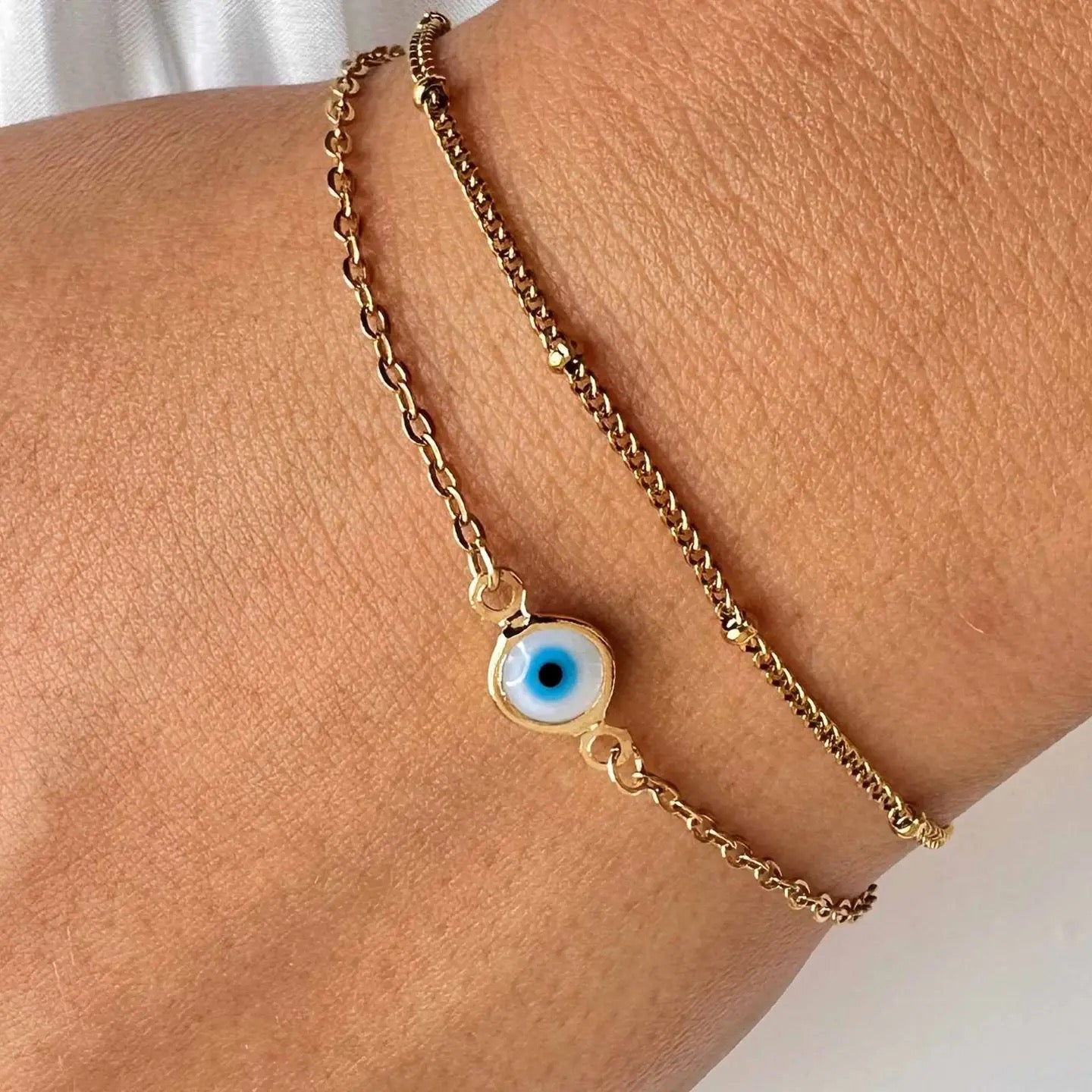 Layered Nazar Gold Plated Bracelet