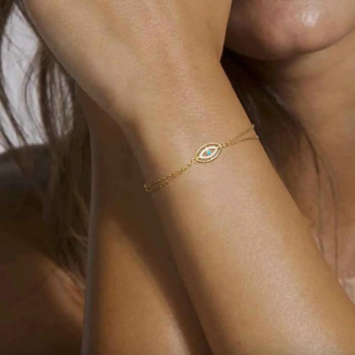 Dainty Gold Plated Evil Eye Bracelet
