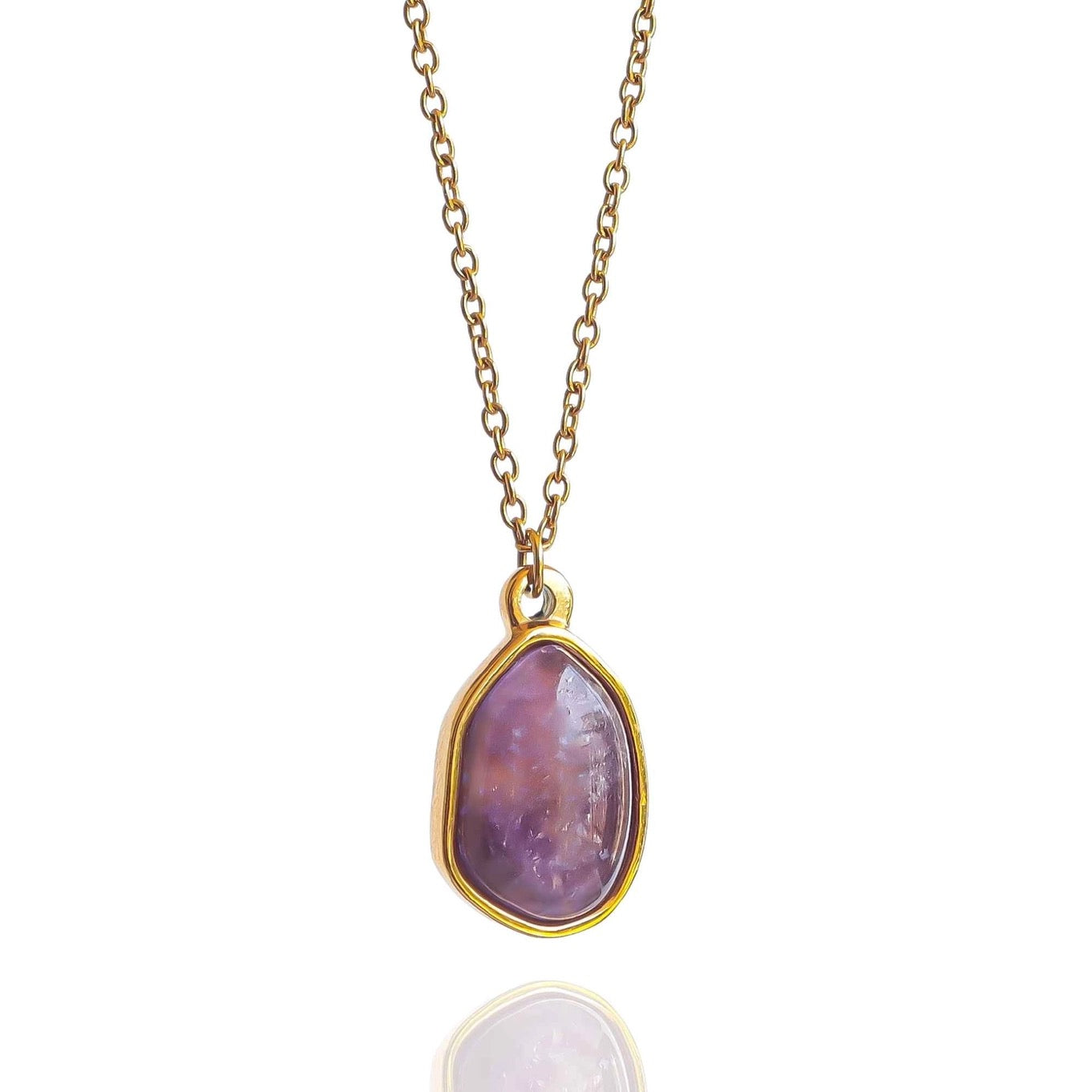 Amethyst Teardrop Gold Plated Necklace