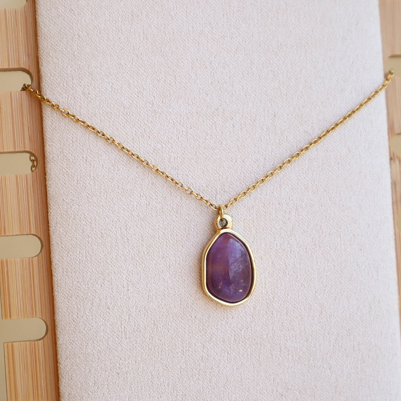 Amethyst Teardrop Gold Plated Necklace