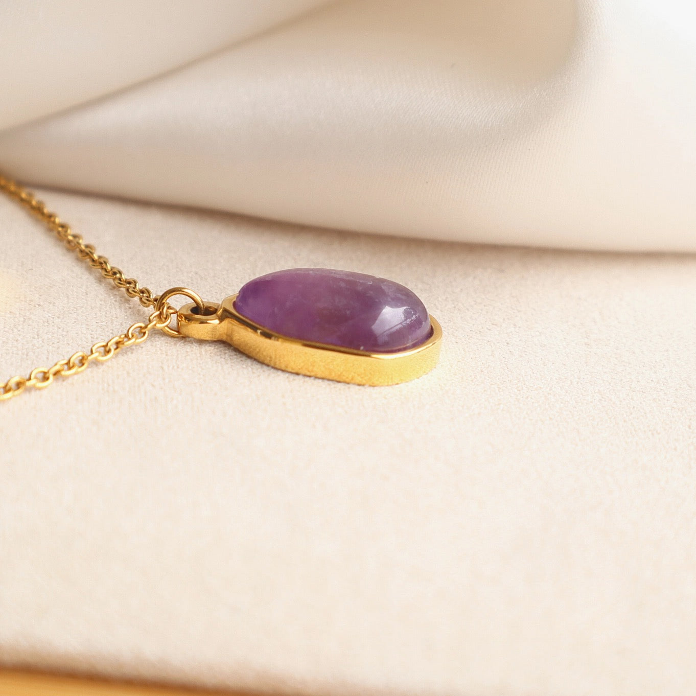 Amethyst Teardrop Gold Plated Necklace