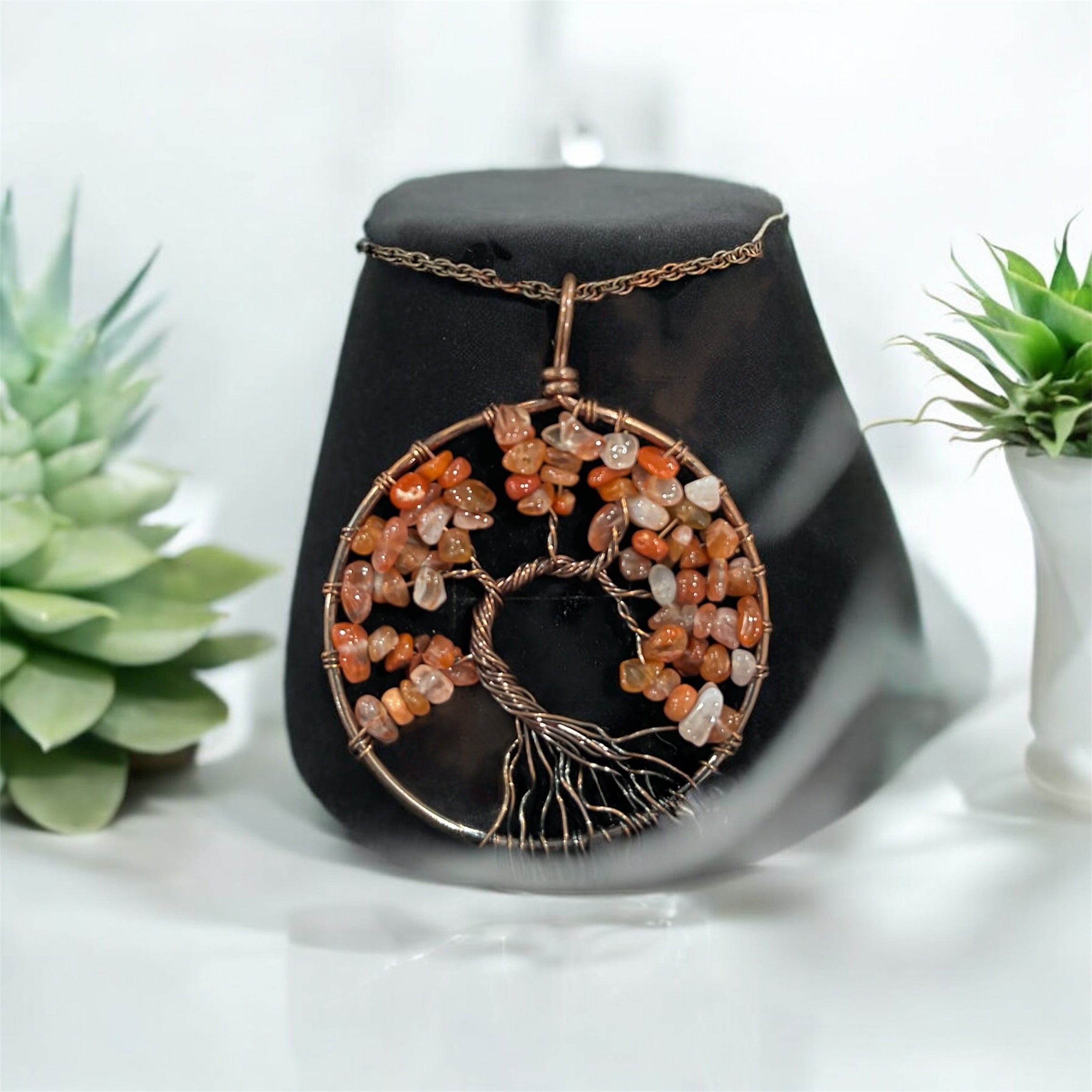 Carnelian Tree of Life with Copper Chain