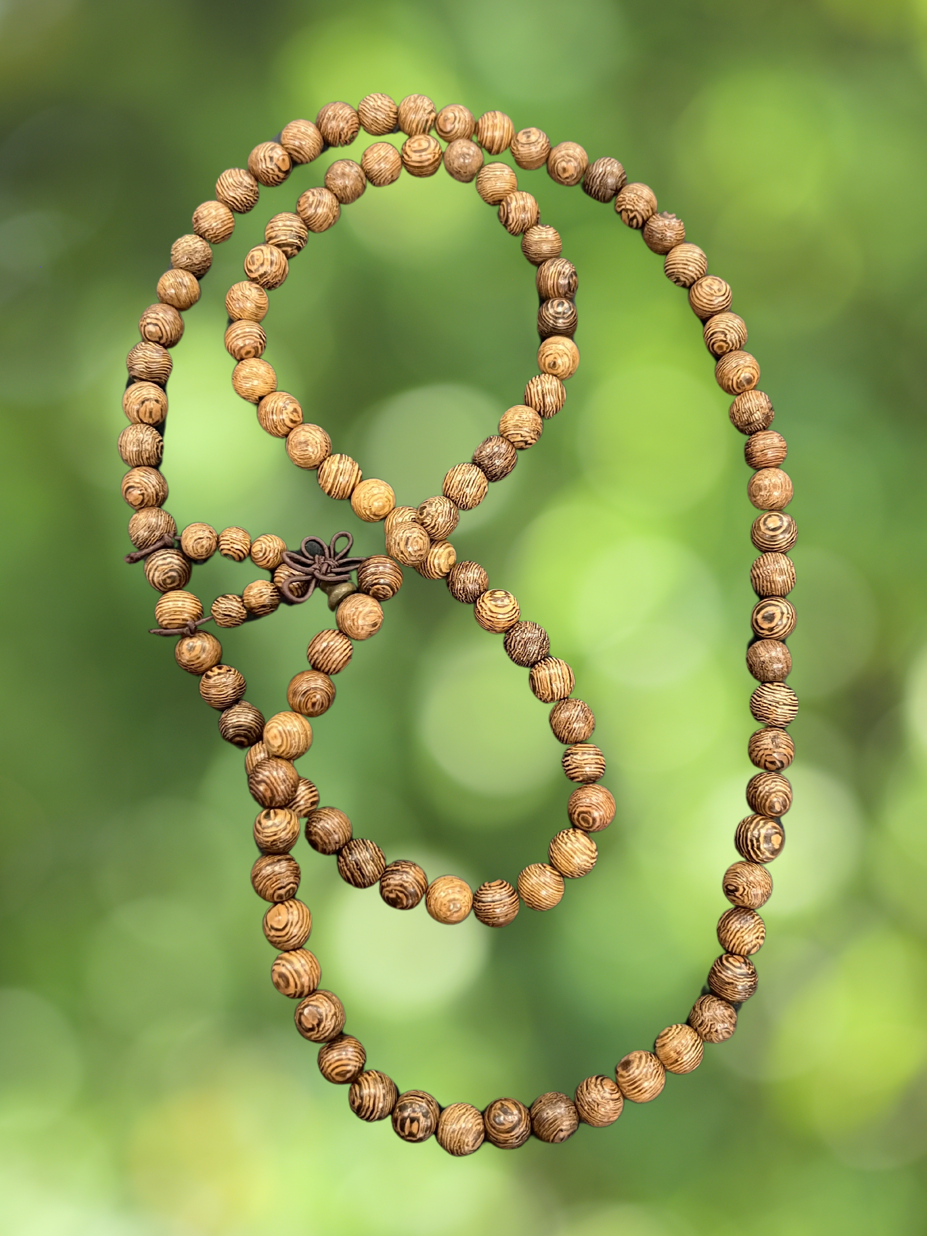 108 Mala Beads Wenge Wood 8mm Round Beads with Elastic