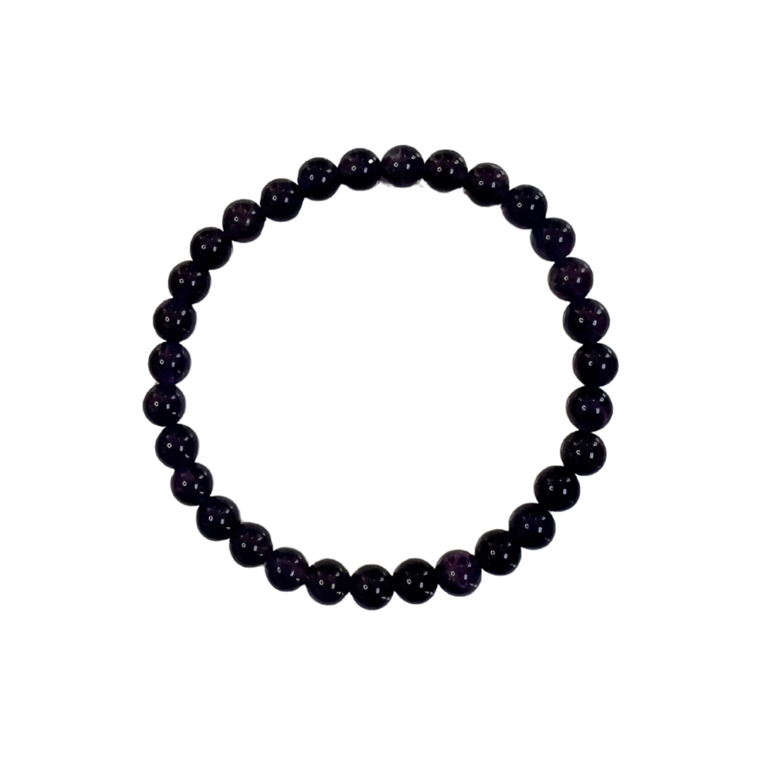 6mm Amethyst Beaded Bracelet