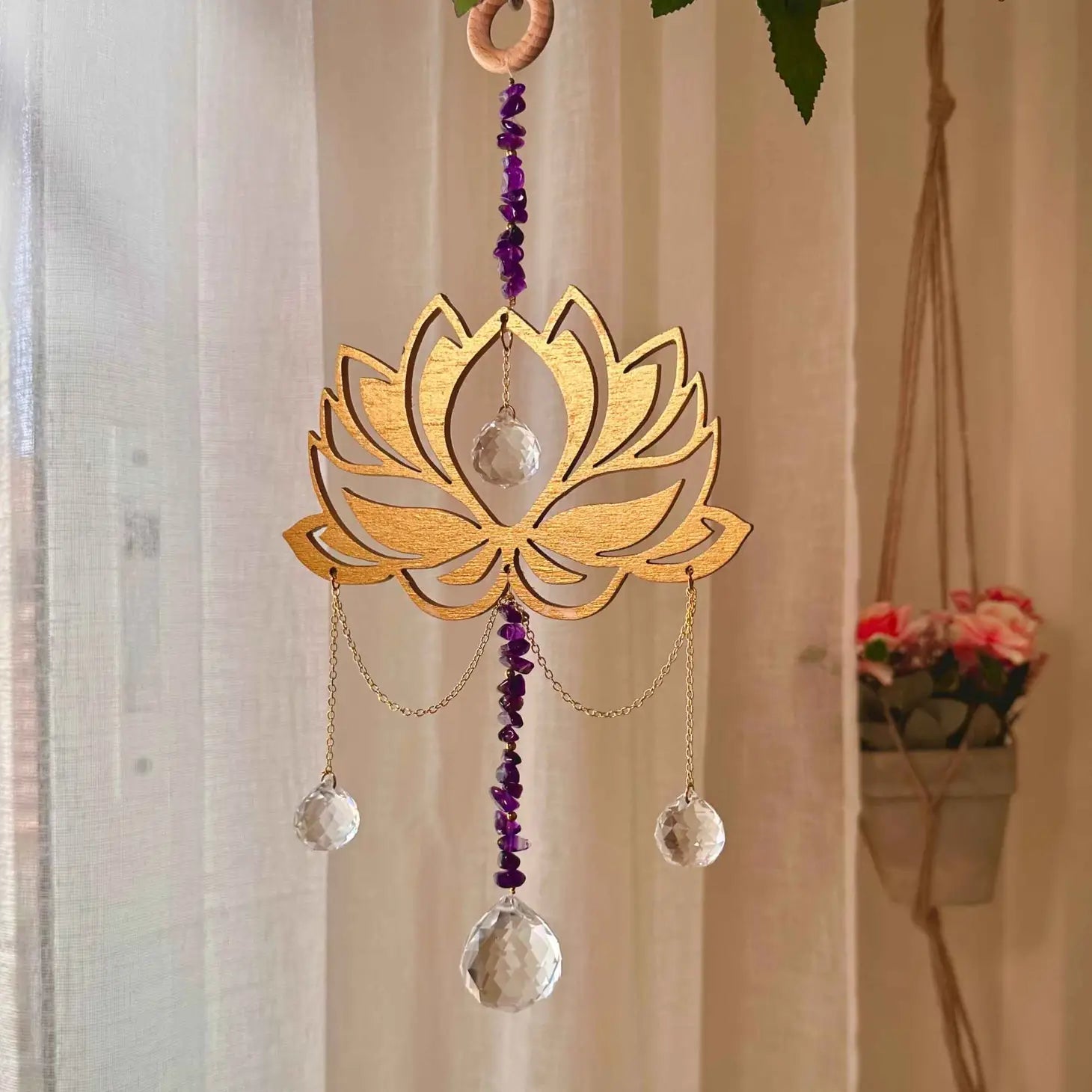 Lotus Wooden Suncatcher