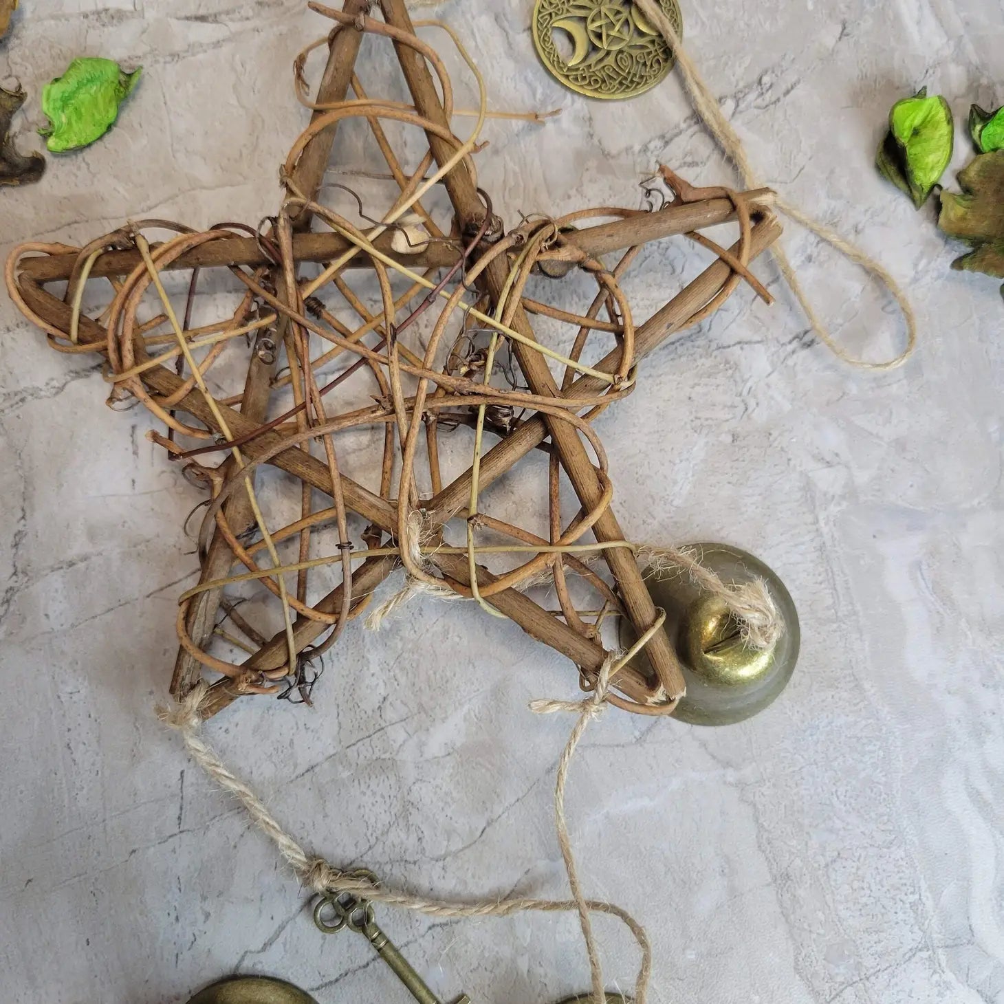 Star Witches Bells Wind Chimes, Protection Bells, Brass Bell