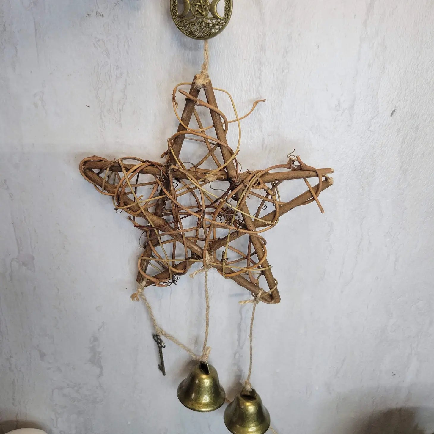 Star Witches Bells Wind Chimes, Protection Bells, Brass Bell