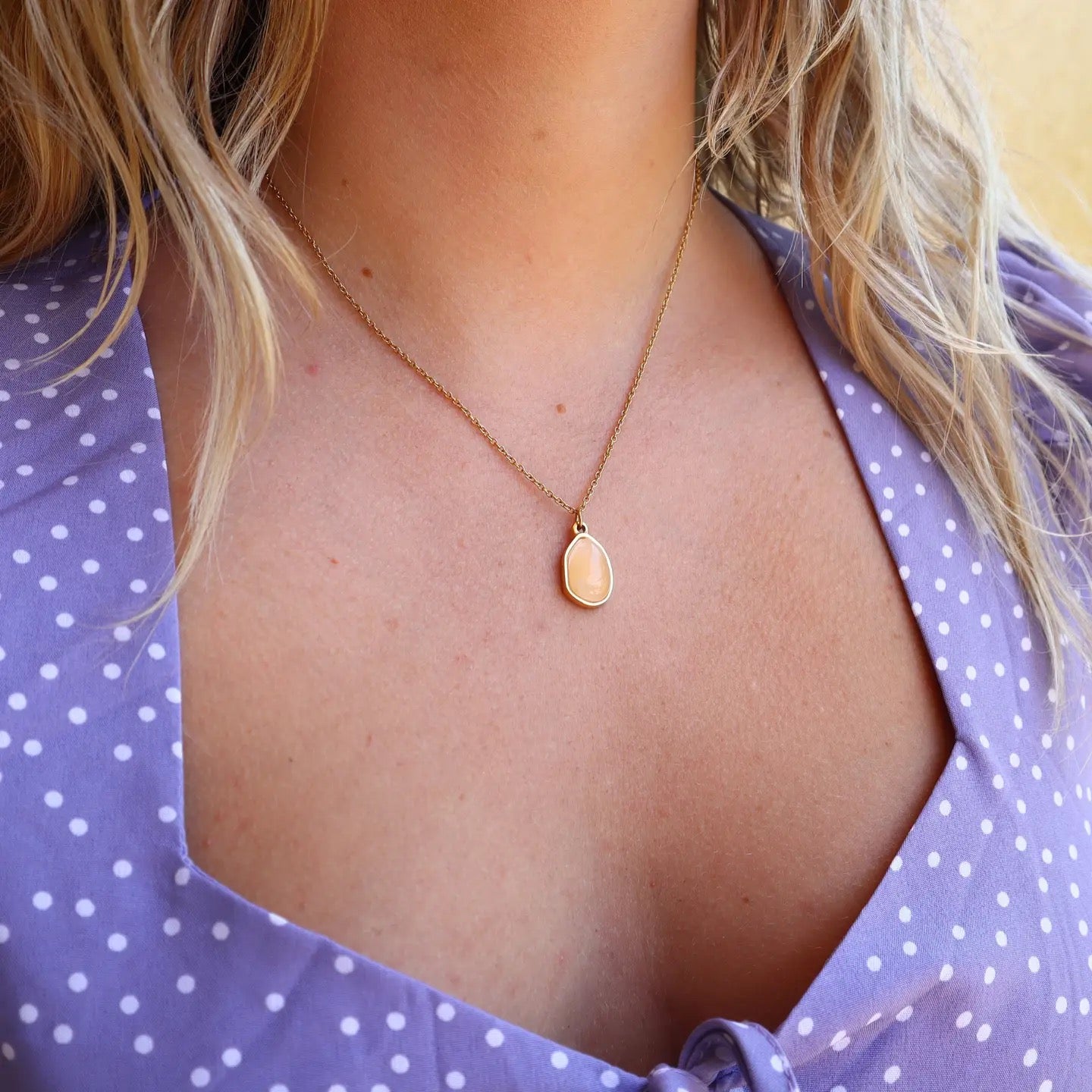 Rose Quartz Teardrop Gold Plated Necklace