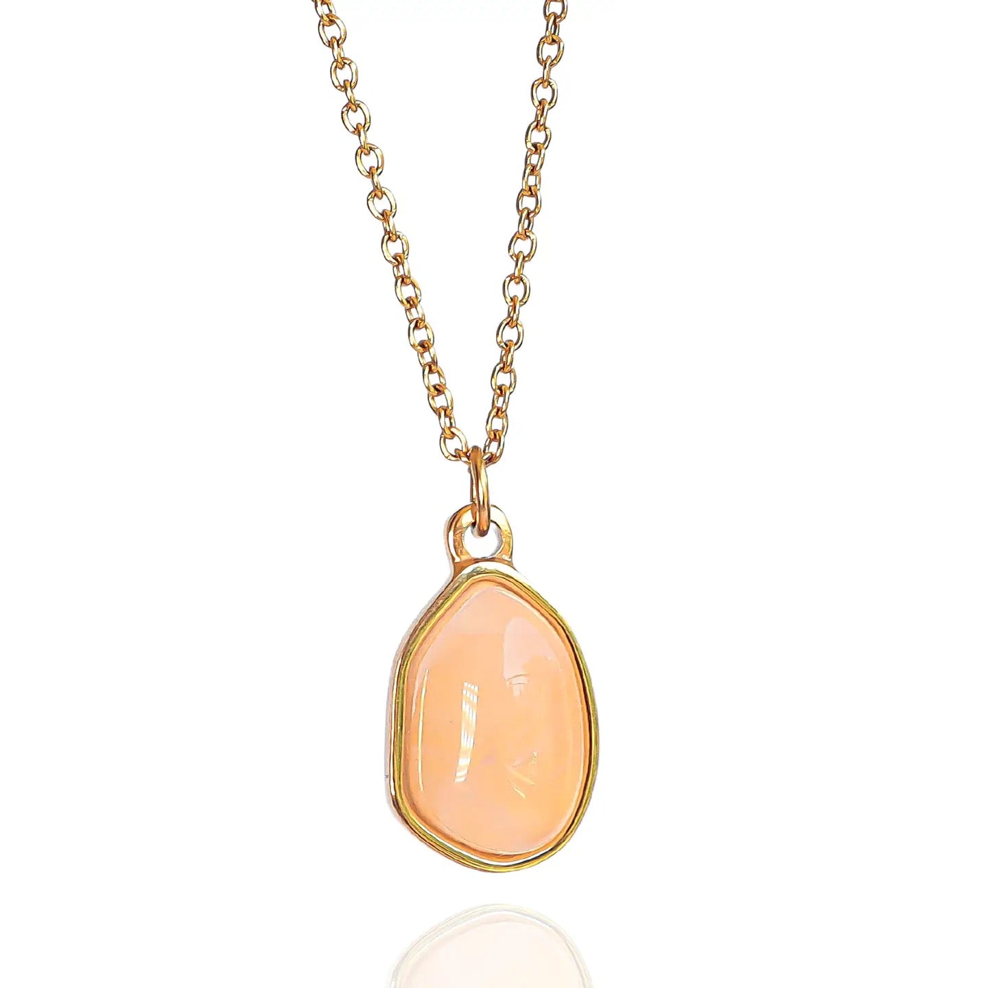 Rose Quartz Teardrop Gold Plated Necklace