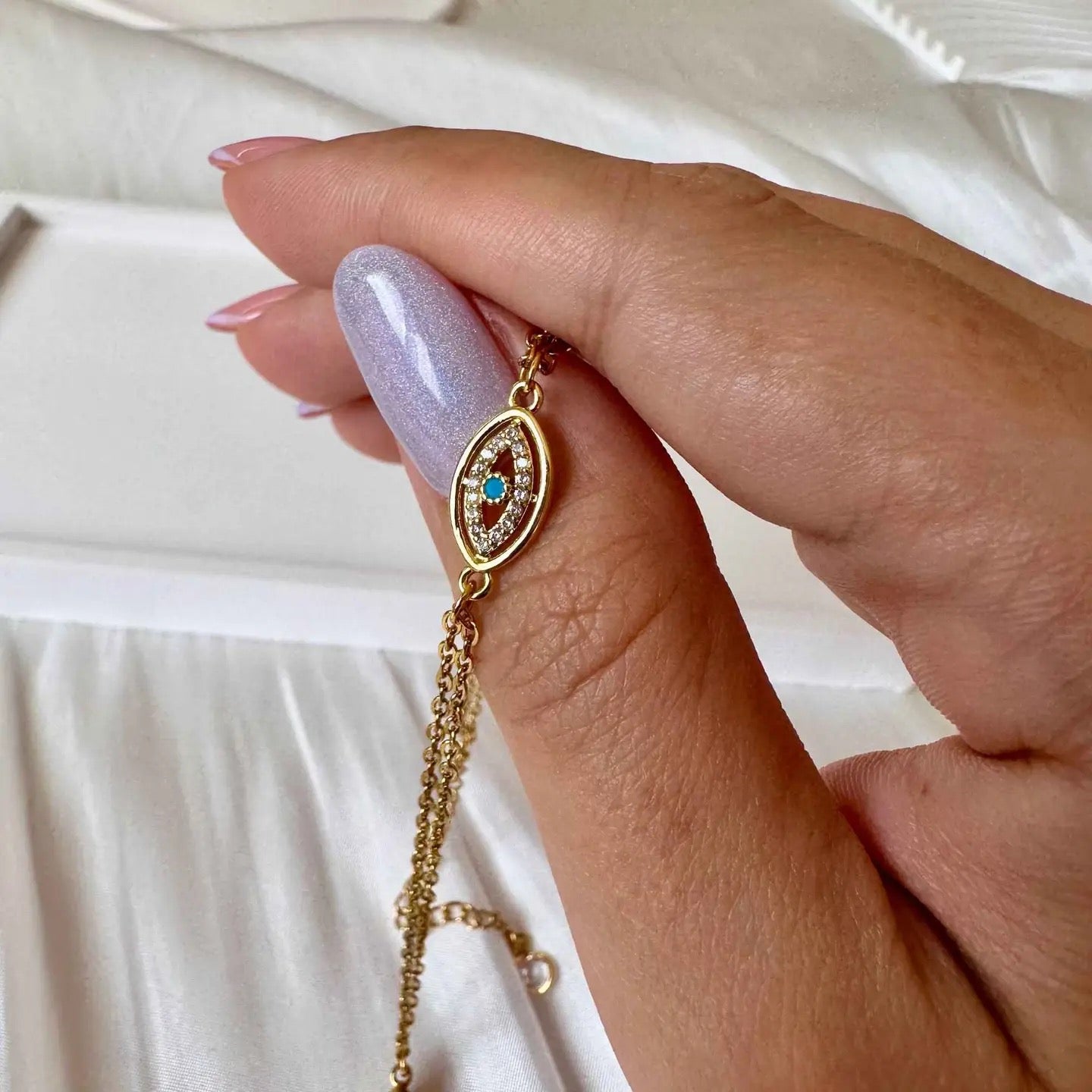 Dainty Gold Plated Evil Eye Bracelet