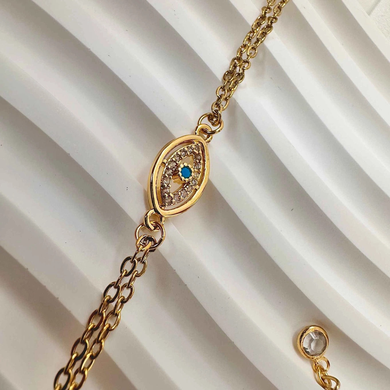 Dainty Gold Plated Evil Eye Bracelet